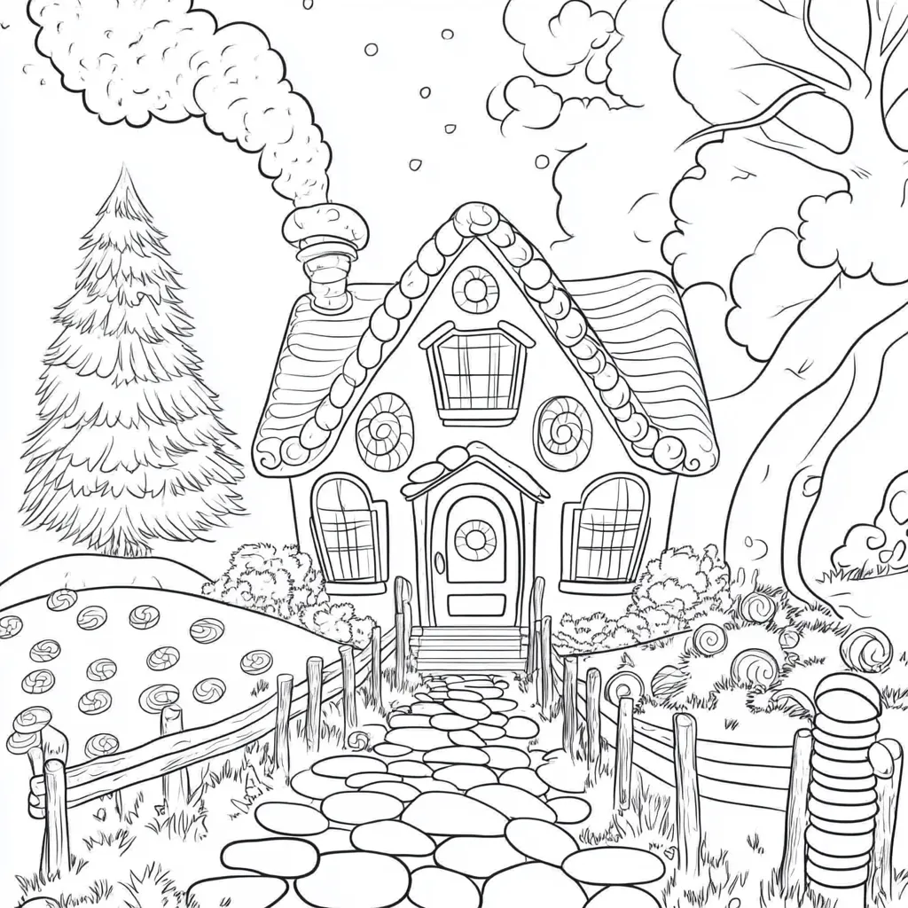 coloriage Maison En Pain D’épices a colorier en ligne gratuitement 1