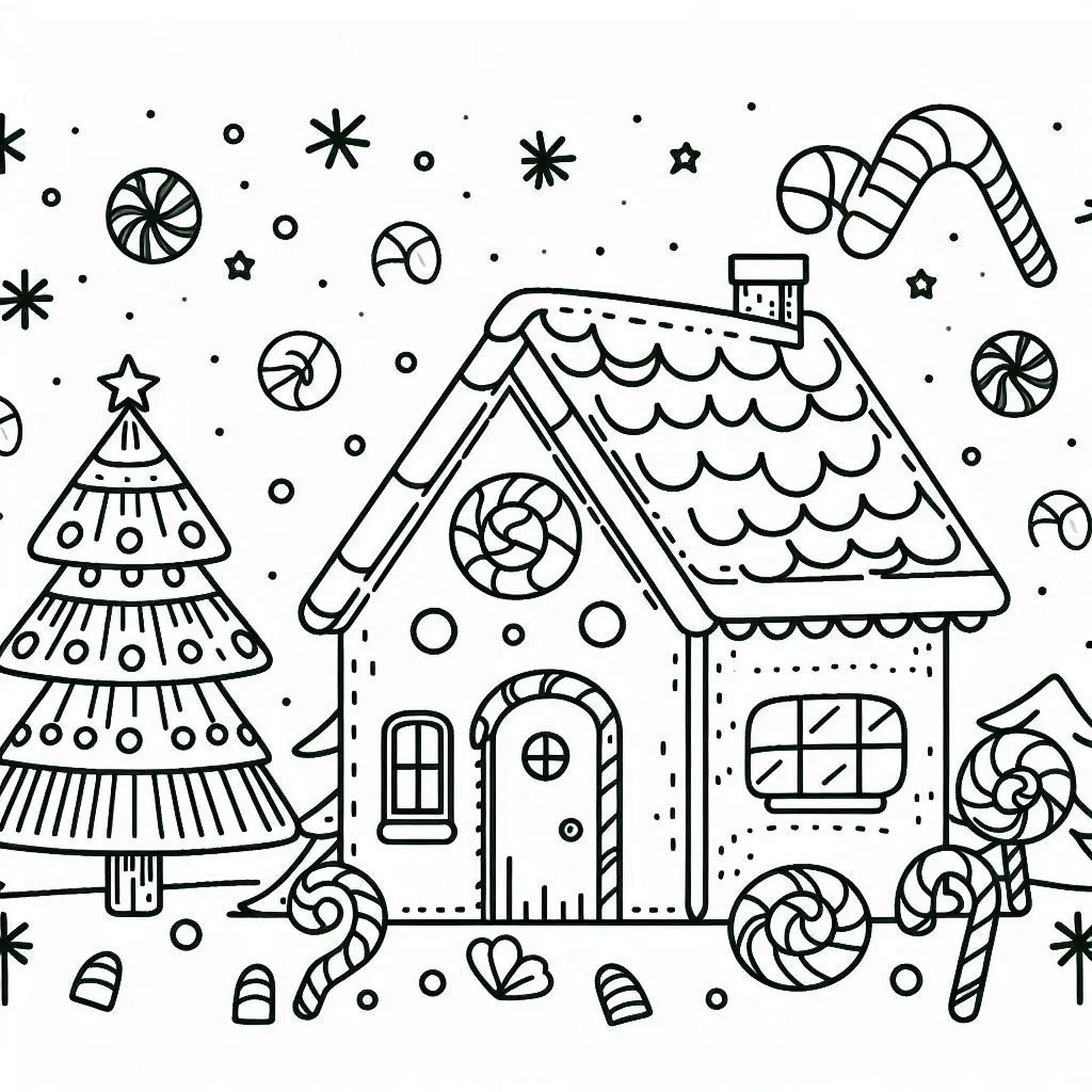 coloriage Maison En Pain D’épices pour enfant de 8 ans 2