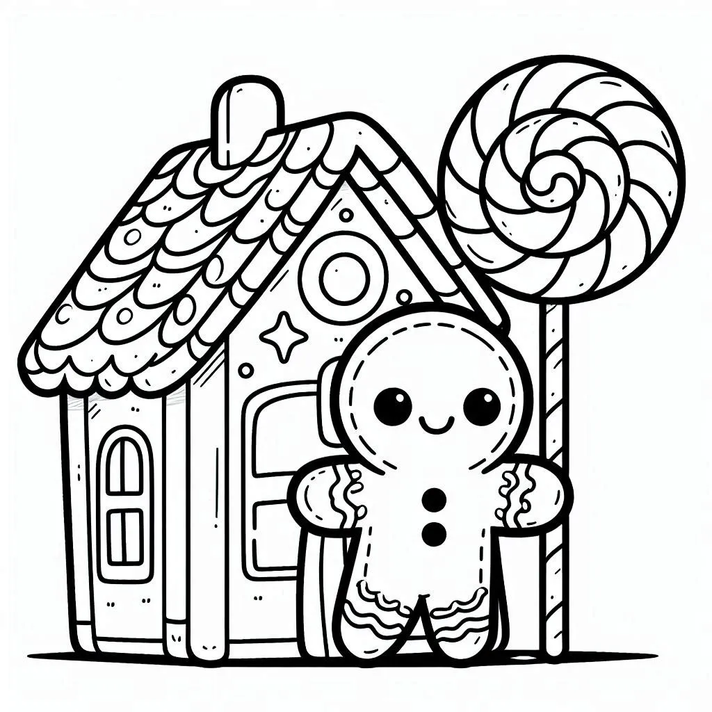 coloriage Maison En Pain D’épices et dessins 2