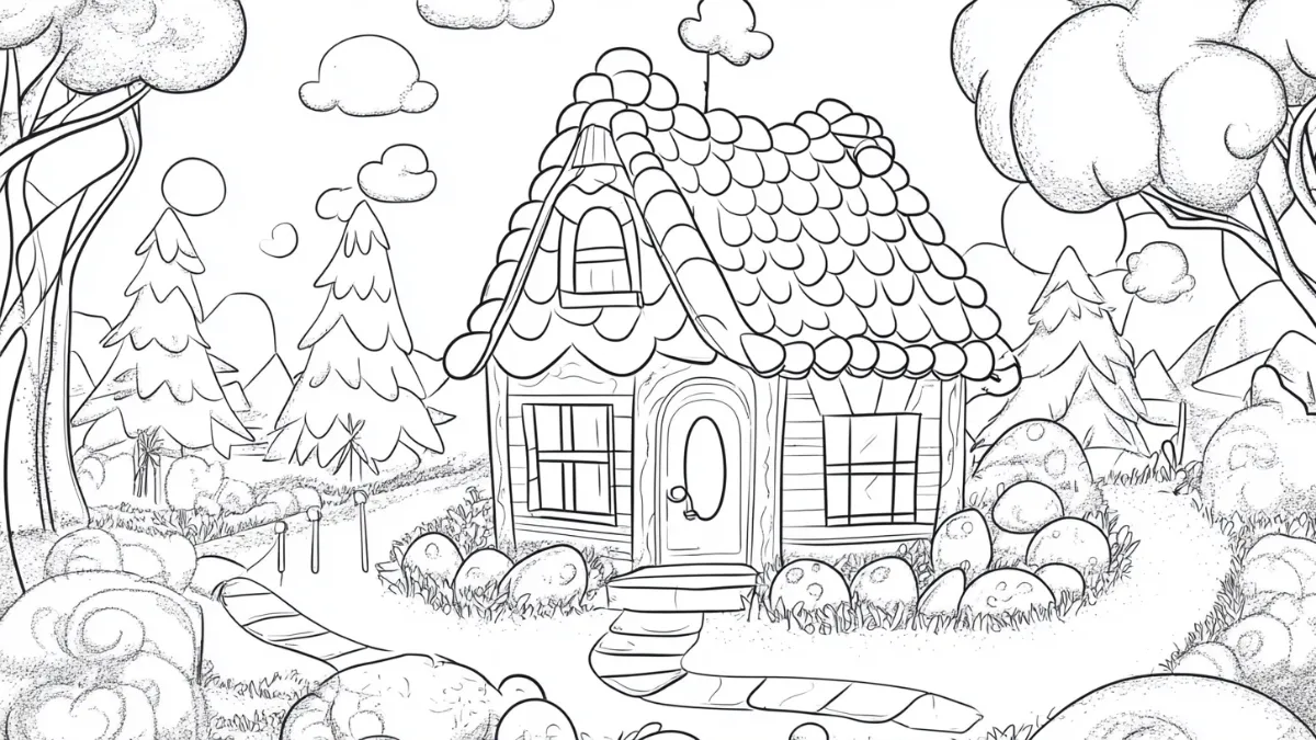 coloriage Maison En Pain D’épices à imprimer pdf gratuit