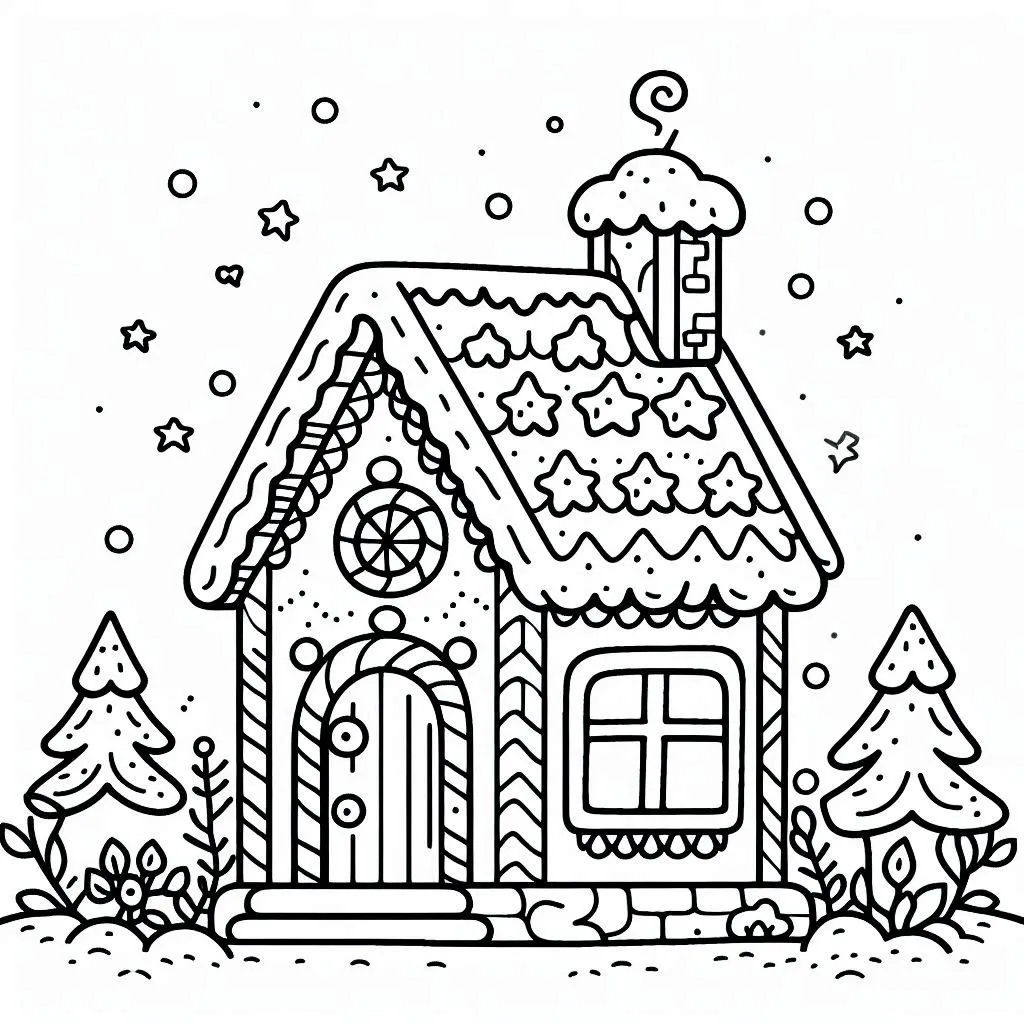 coloriage Maison En Pain D’épices pour enfant de 3 ans