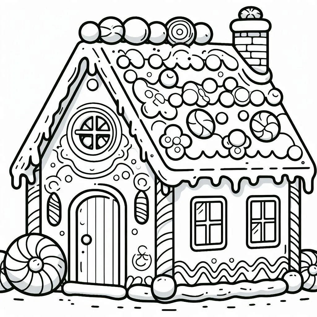 coloriage Maison En Pain D’épices pour enfant 1