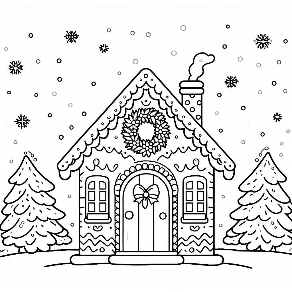 coloriage Maison En Pain D’épices pour enfant à imprimer