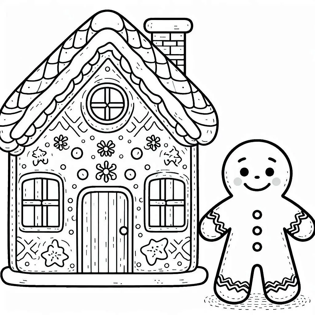 coloriage Maison En Pain D’épices pour enfant 2