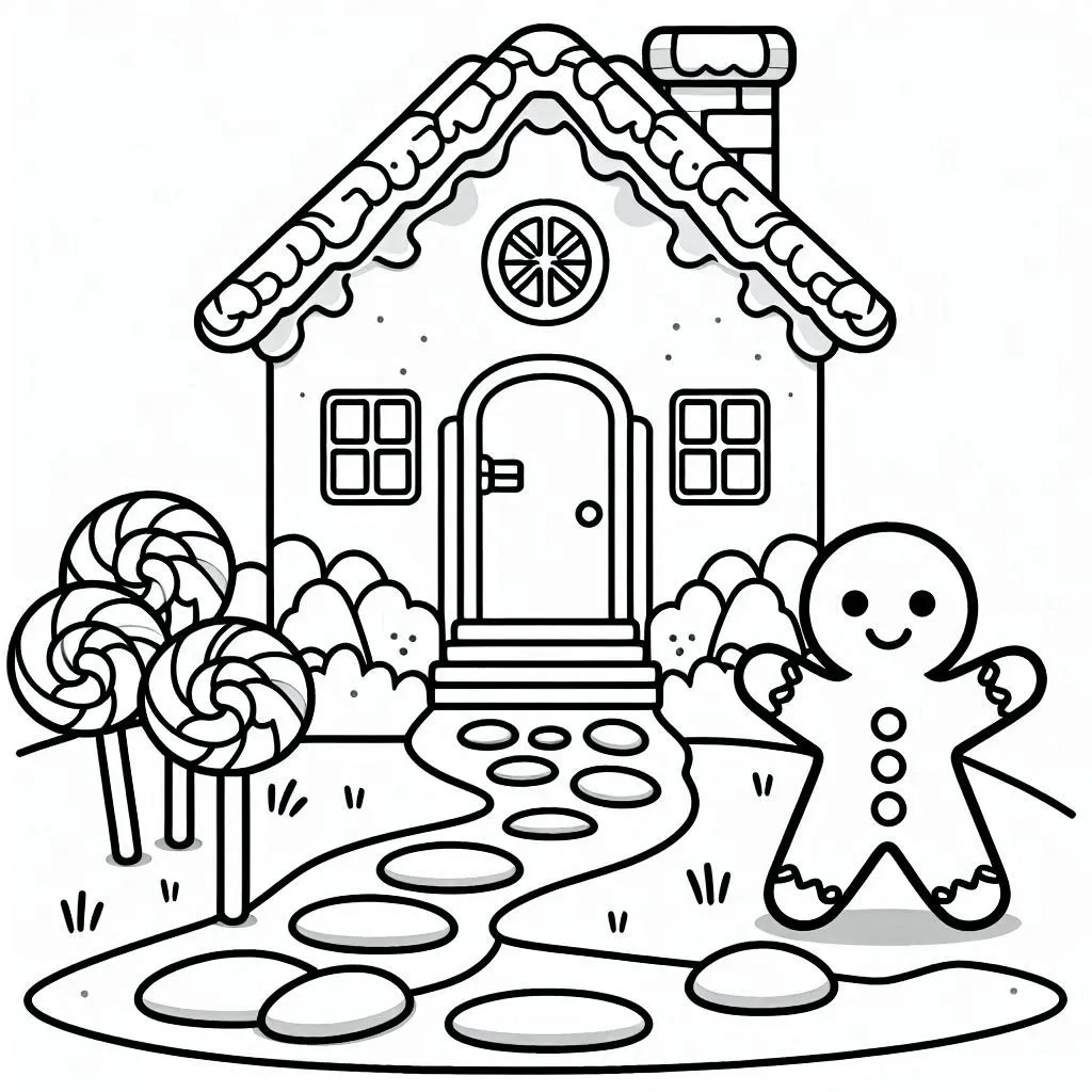 image pour coloriage Maison En Pain D’épices enfant