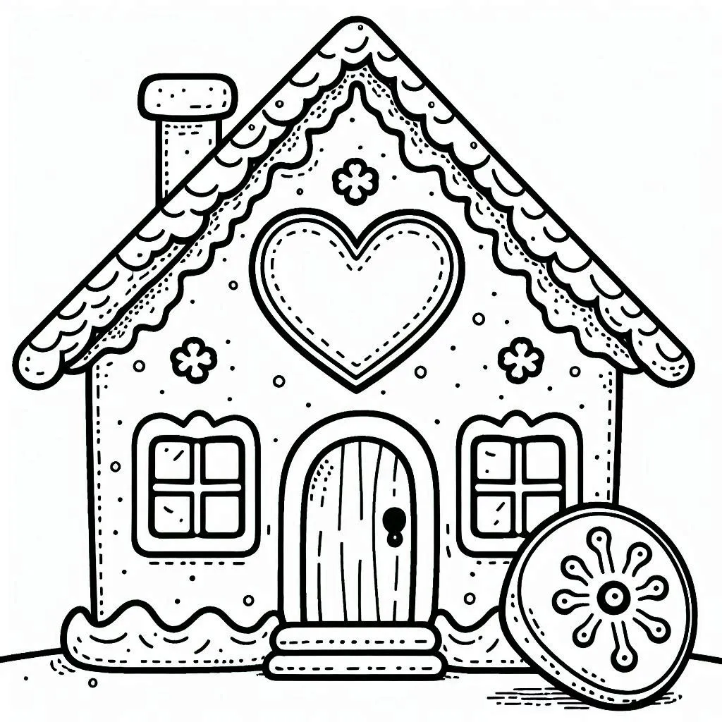 coloriage Maison En Pain D’épices pour enfant a imprimer gratuit 1