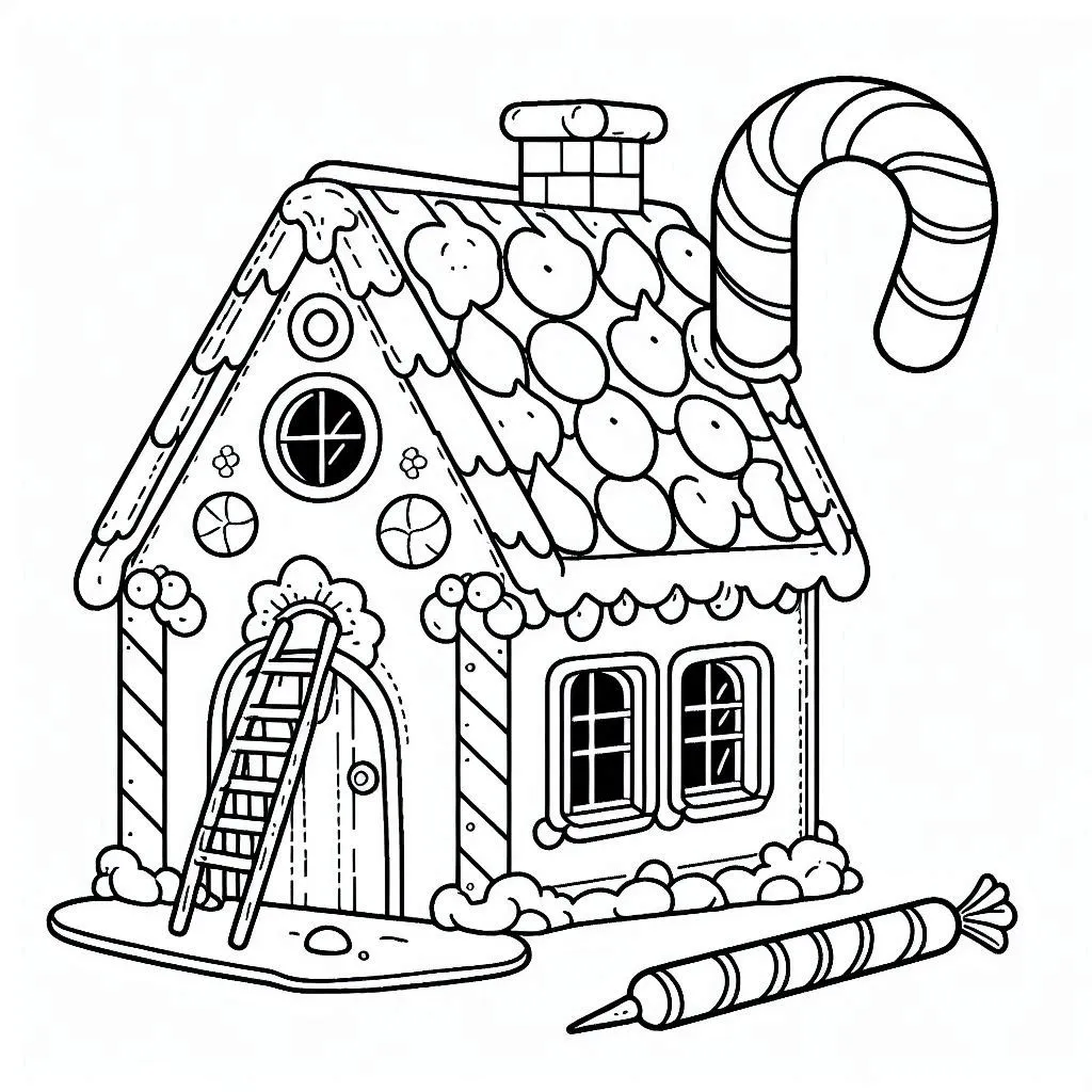 coloriage Maison En Pain D’épices à imprimer a4