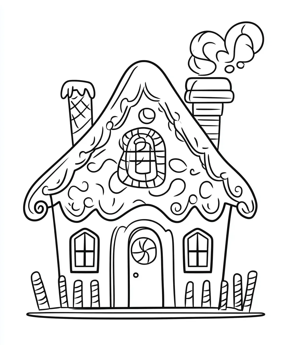 coloriage Maison En Pain D’épices pour enfant a imprimer gratuit