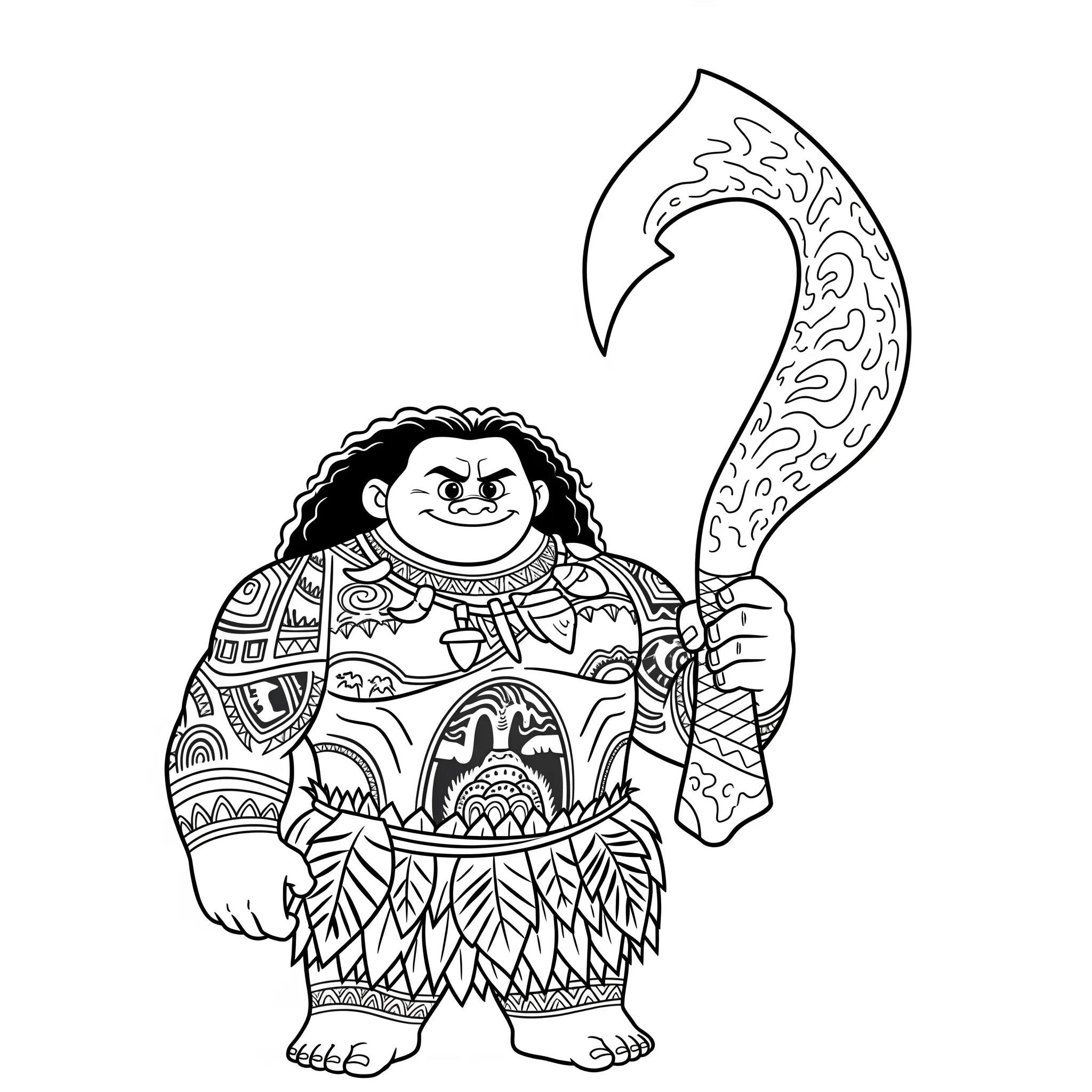 coloriage Maui et son Hameçon Magique et dessins