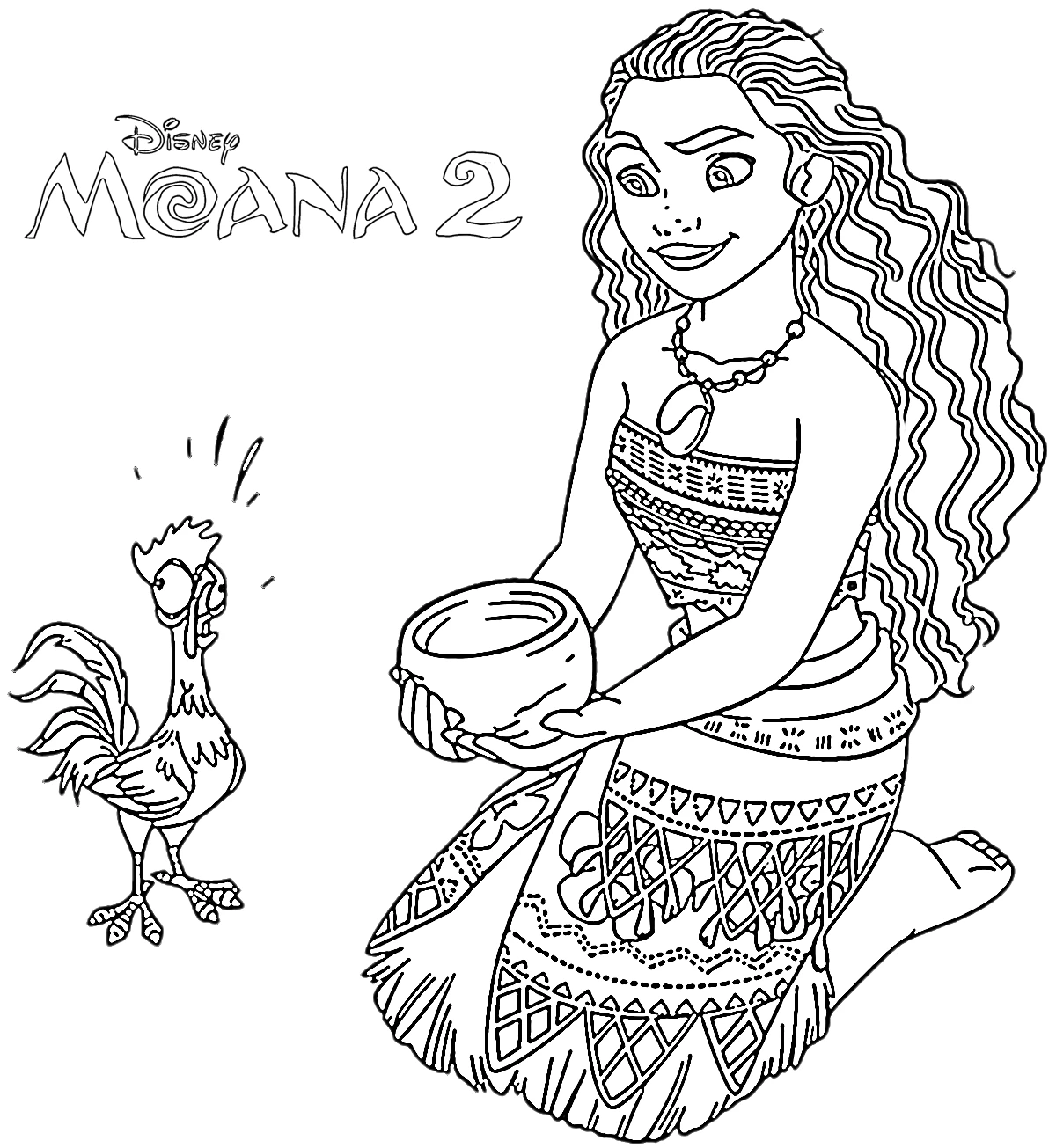 coloriage Moana 2 à imprimer pour enfant de 3 ans