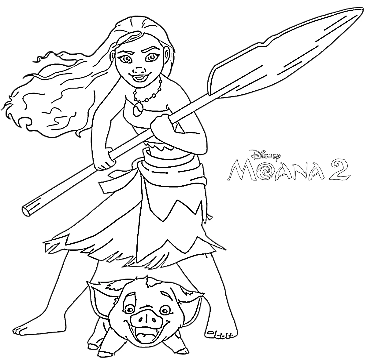 coloriage Moana 2 pour enfant de 7 ans