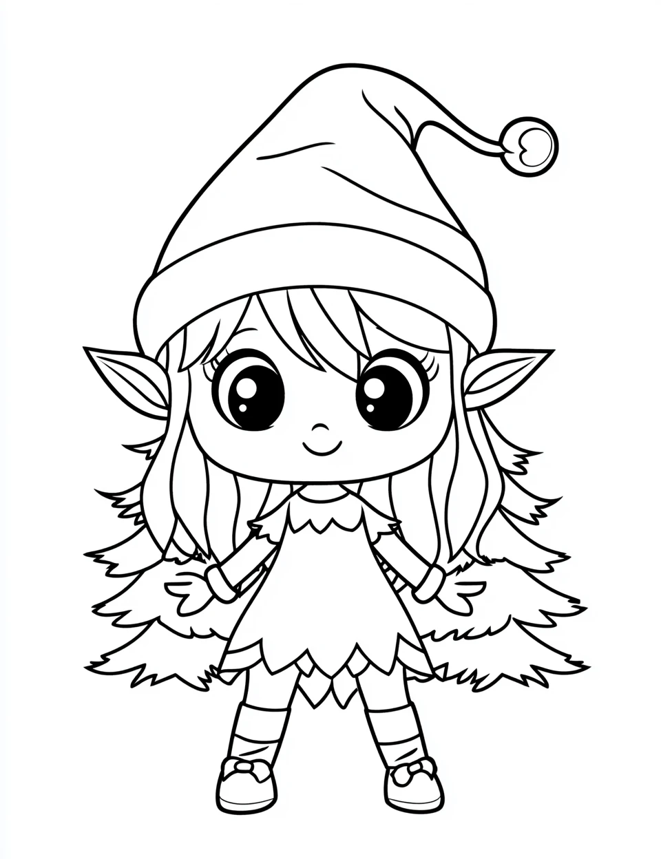 coloriage Noel Kawaii gratuit pour enfants