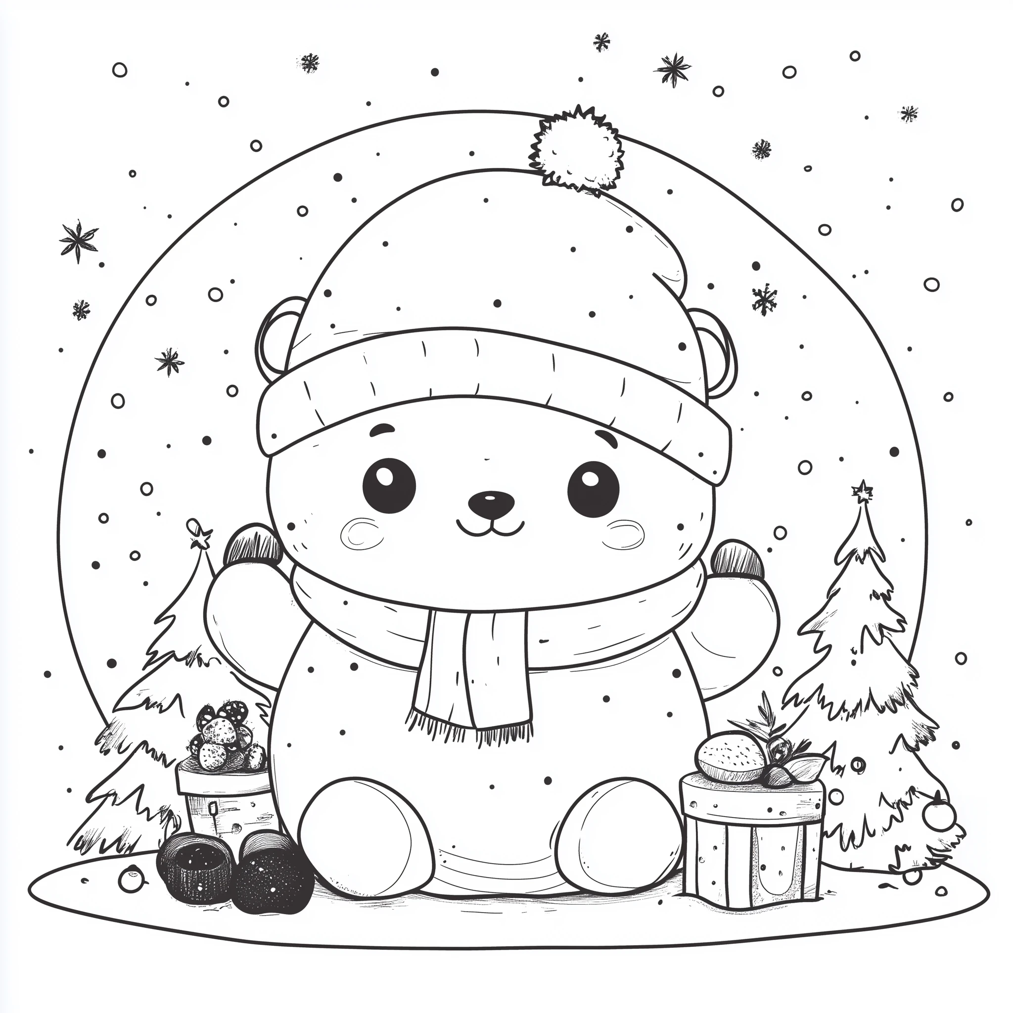 télécharger coloriage Noel Kawaii gratuit