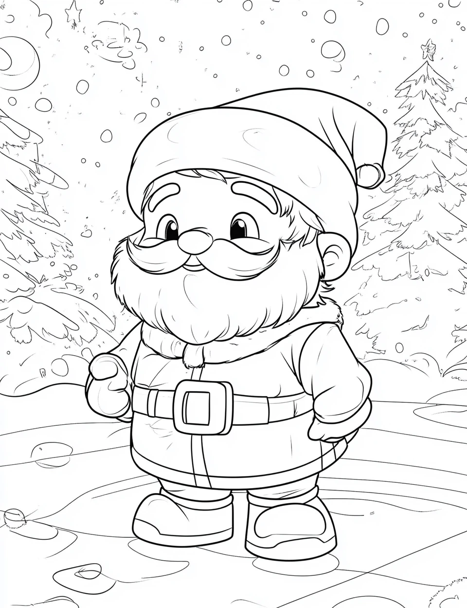 coloriage Noel Kawaii à imprimer pour enfant de 3 ans