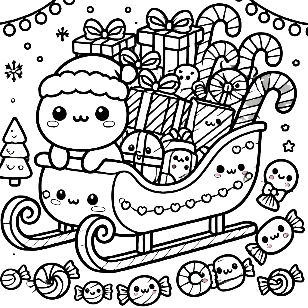 image de coloriage Noel Kawaii pour enfant