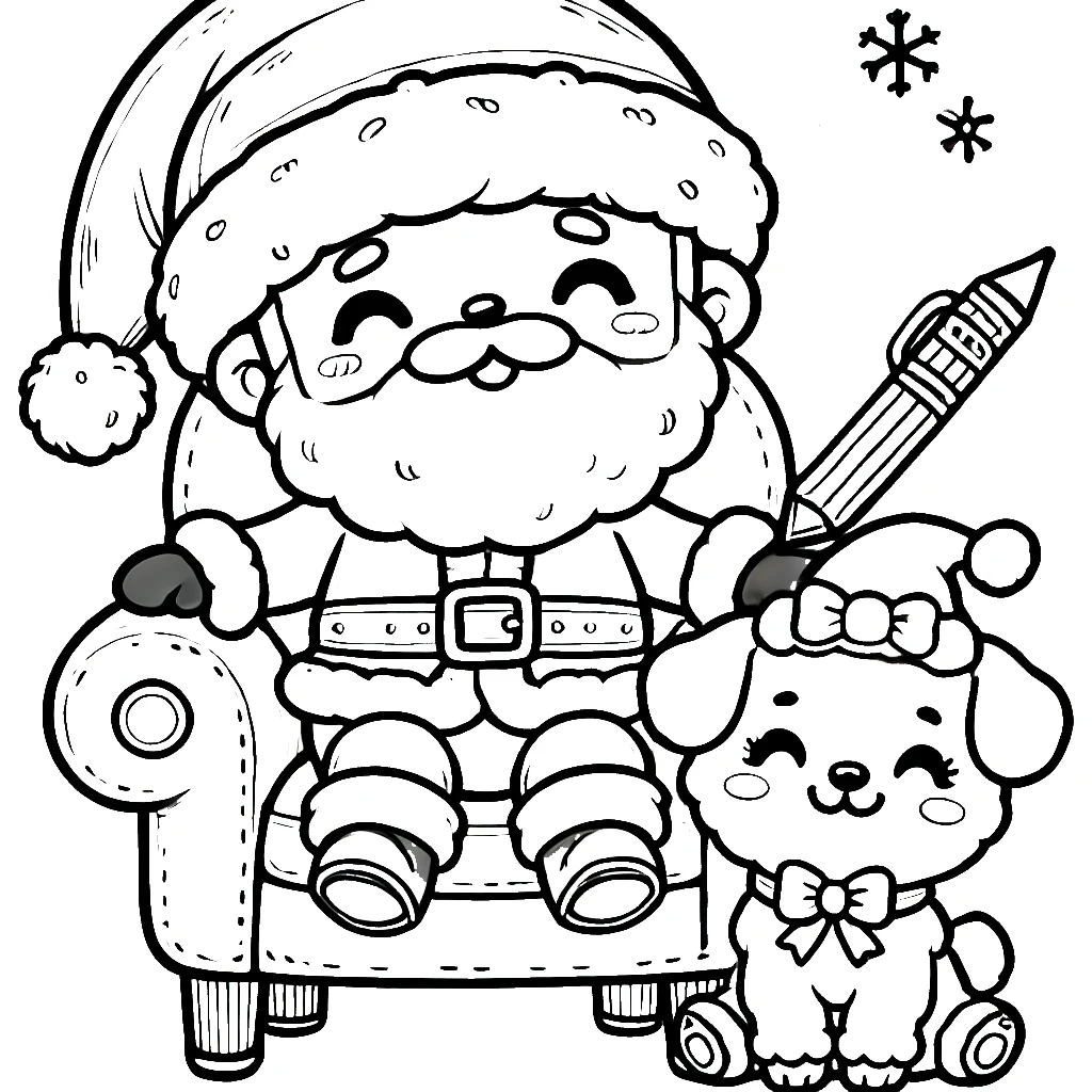 coloriage Noel Kawaii pour bebe a imprimer