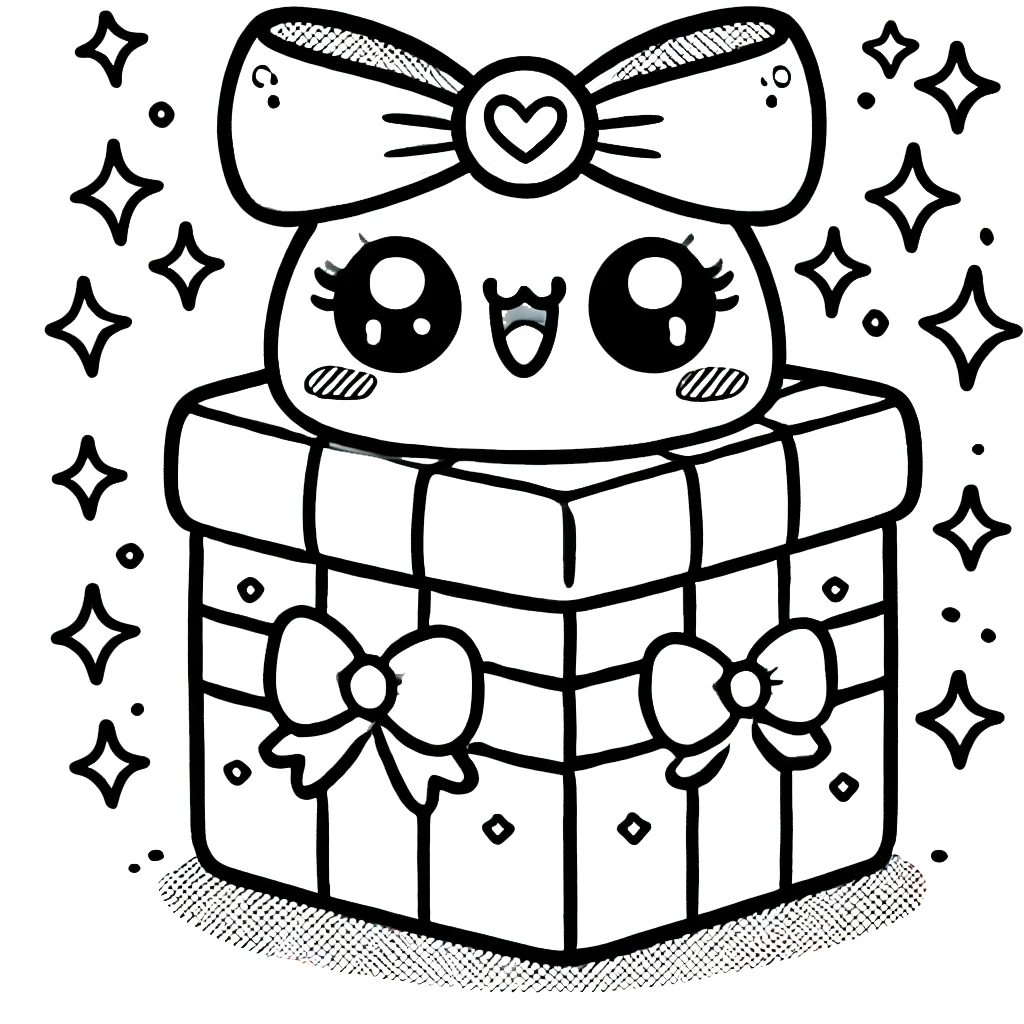 coloriage Noel Kawaii et découpage à imprimer 1