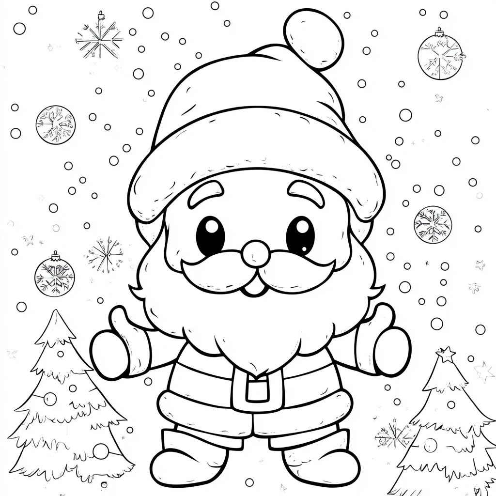 coloriage Noel Kawaii à imprimer 1