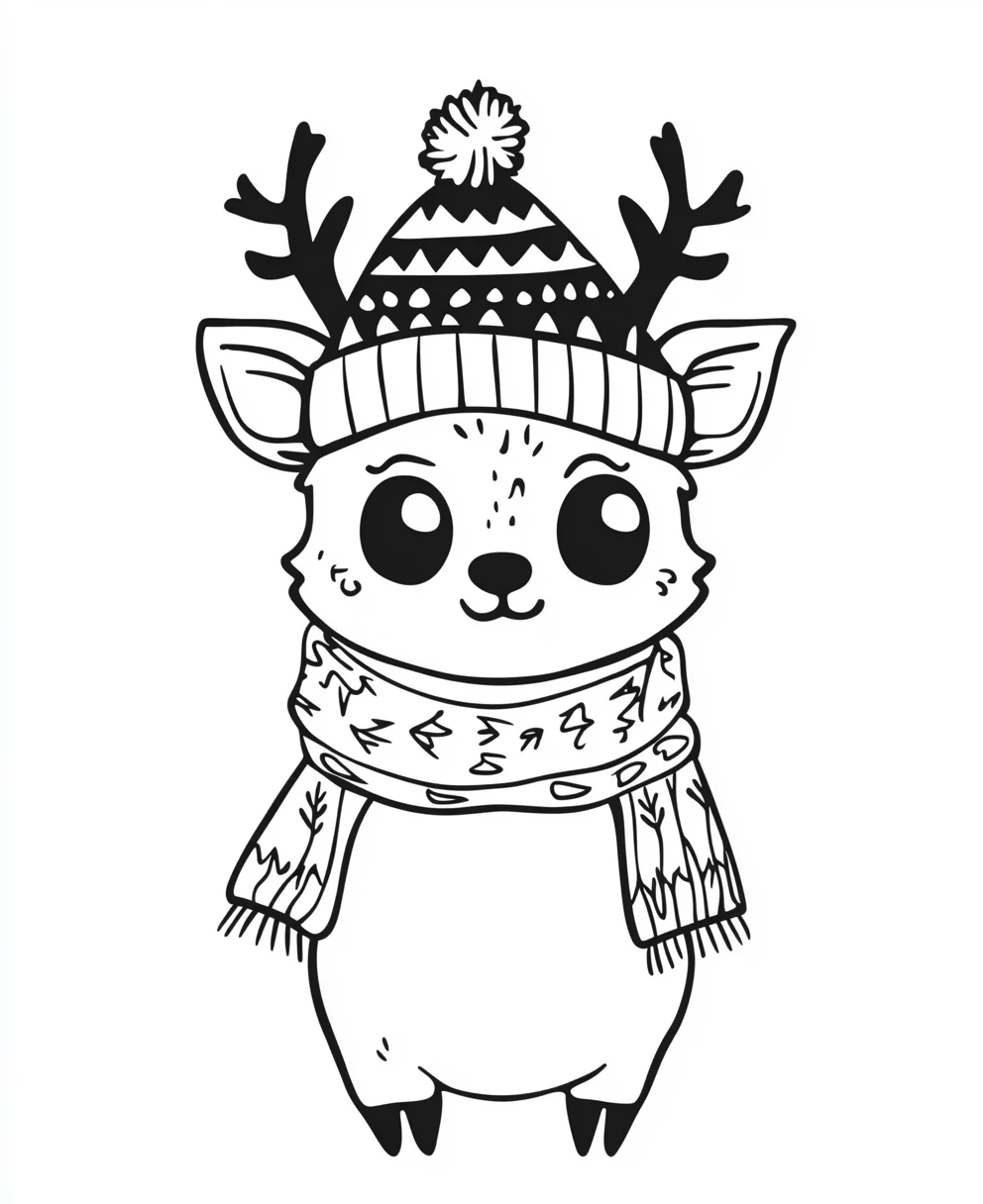 coloriage Noel Kawaii à imprimer pour enfant de 12 ans