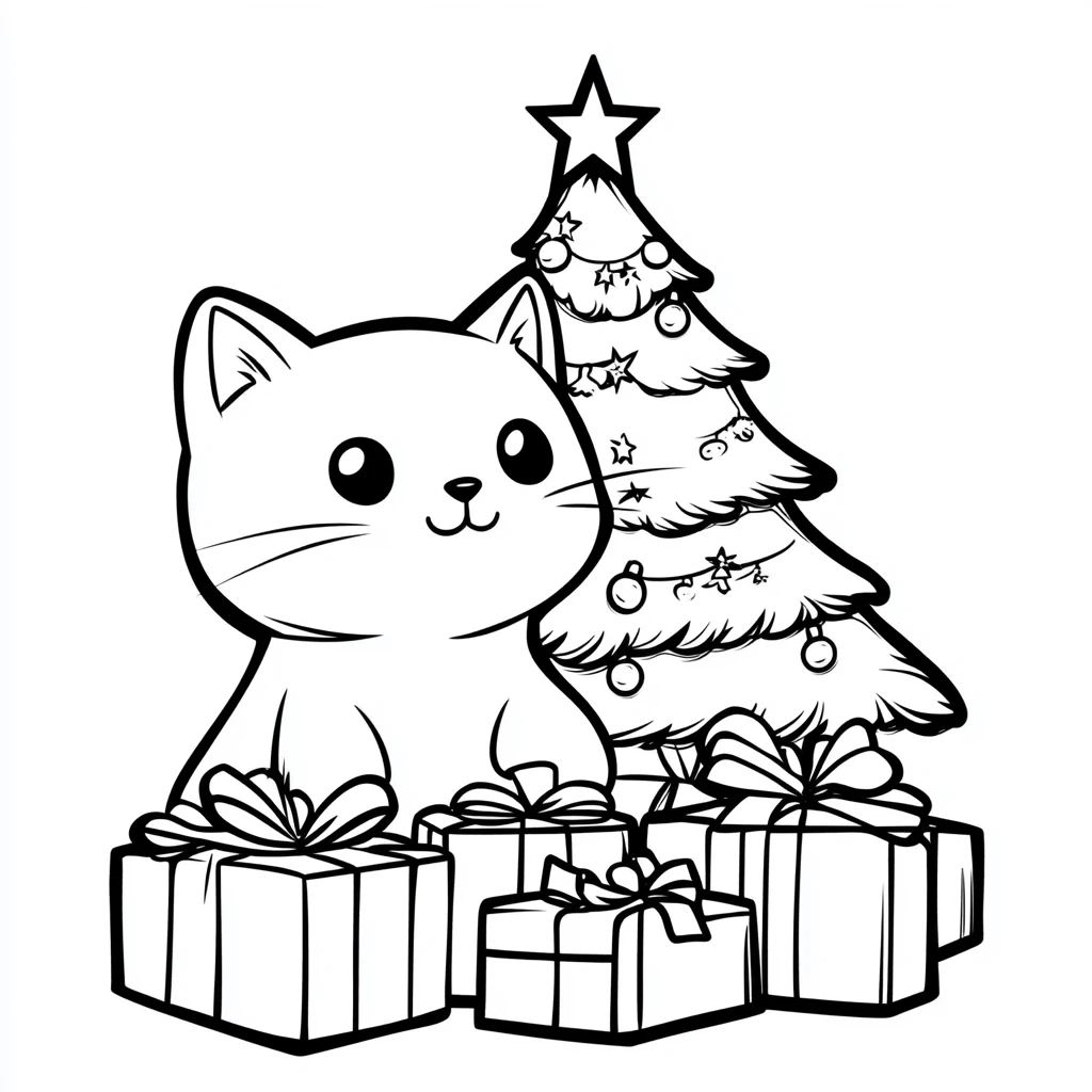 coloriage Noel Kawaii et decoupage a imprimer gratuit 1