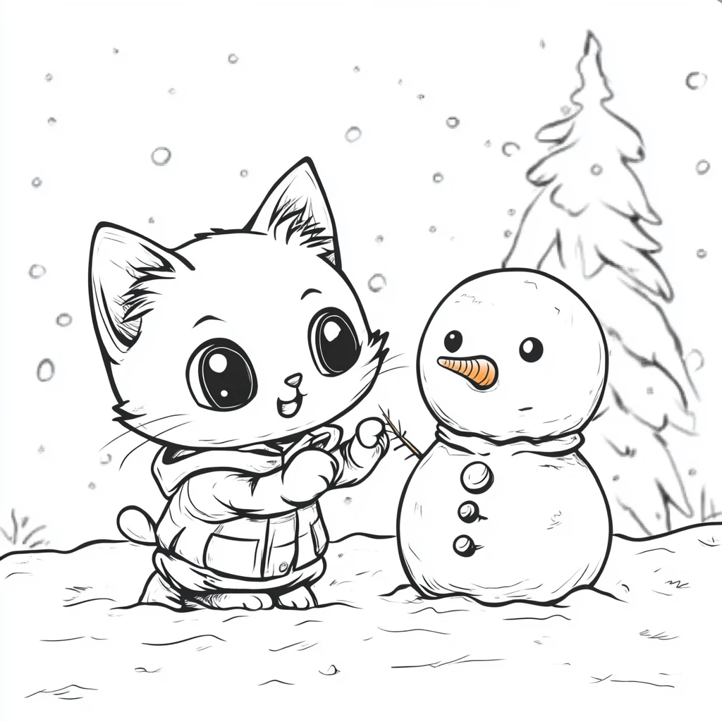 coloriage Noel Kawaii gratuit à imprimer