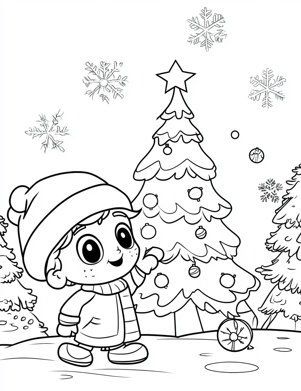 coloriage Noel Kawaii a imprimer pour enfant de 4 ans