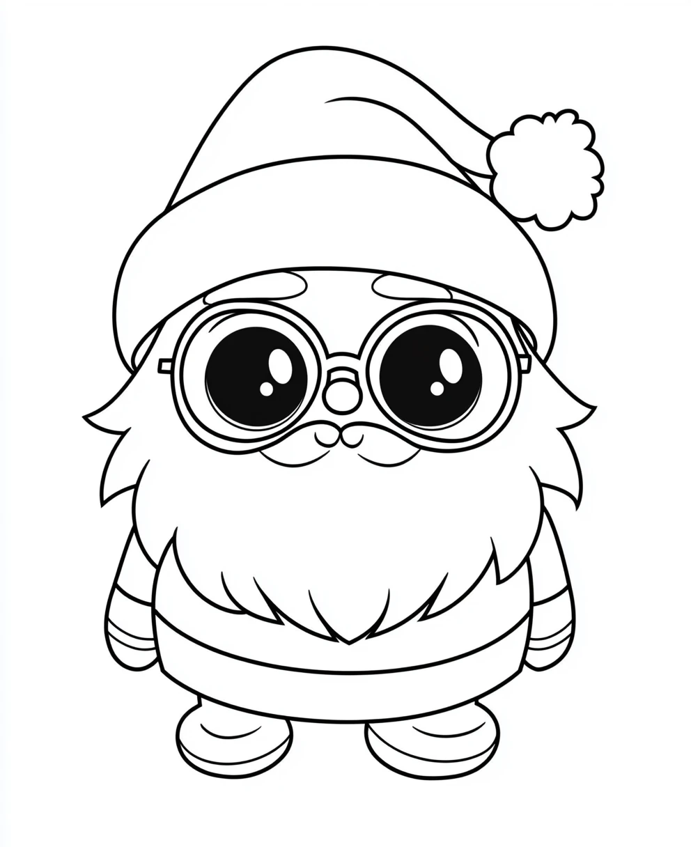 coloriage Noel Kawaii a imprimer pour enfant de 4 ans 1