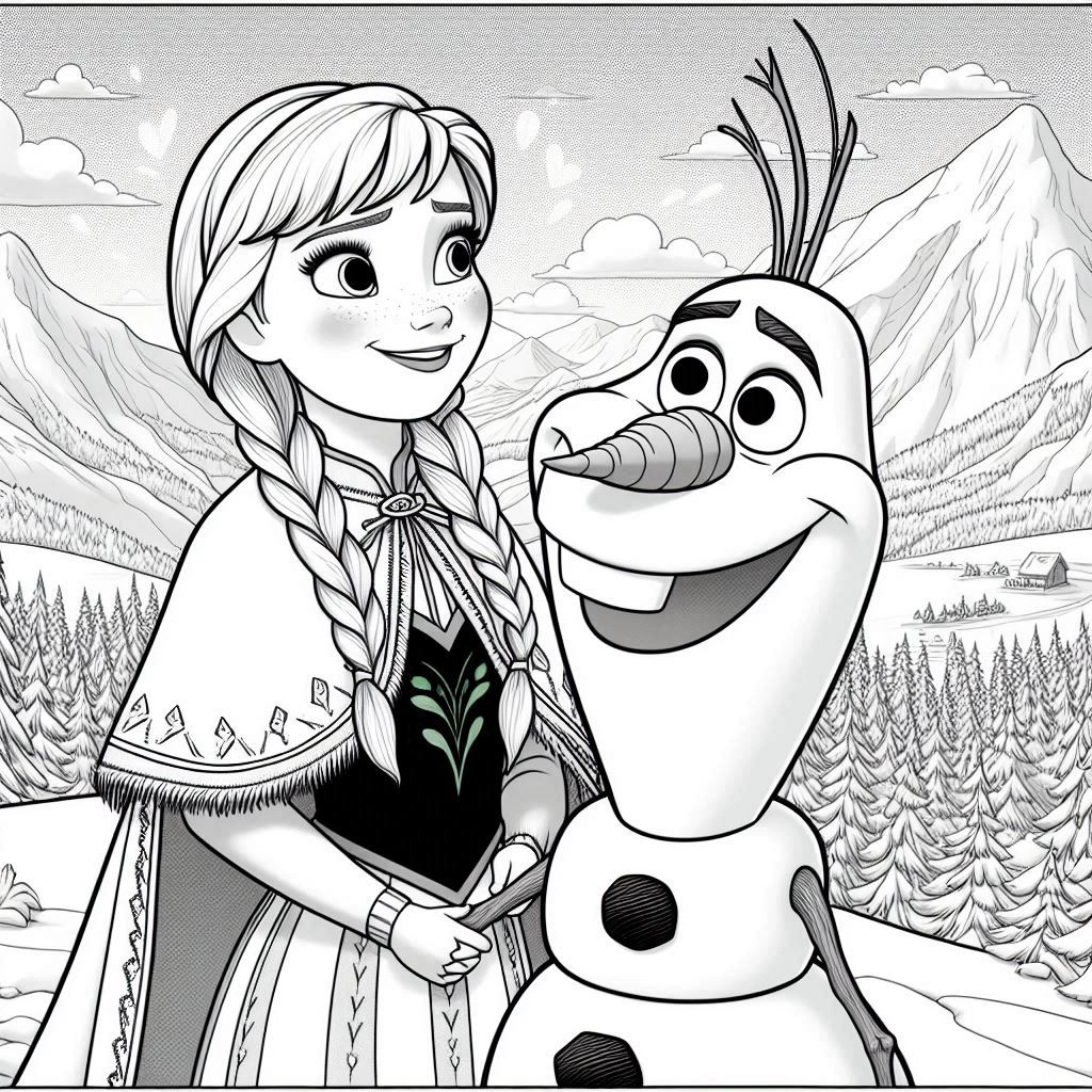 coloriage Olaf à imprimer pour enfant de 8 ans