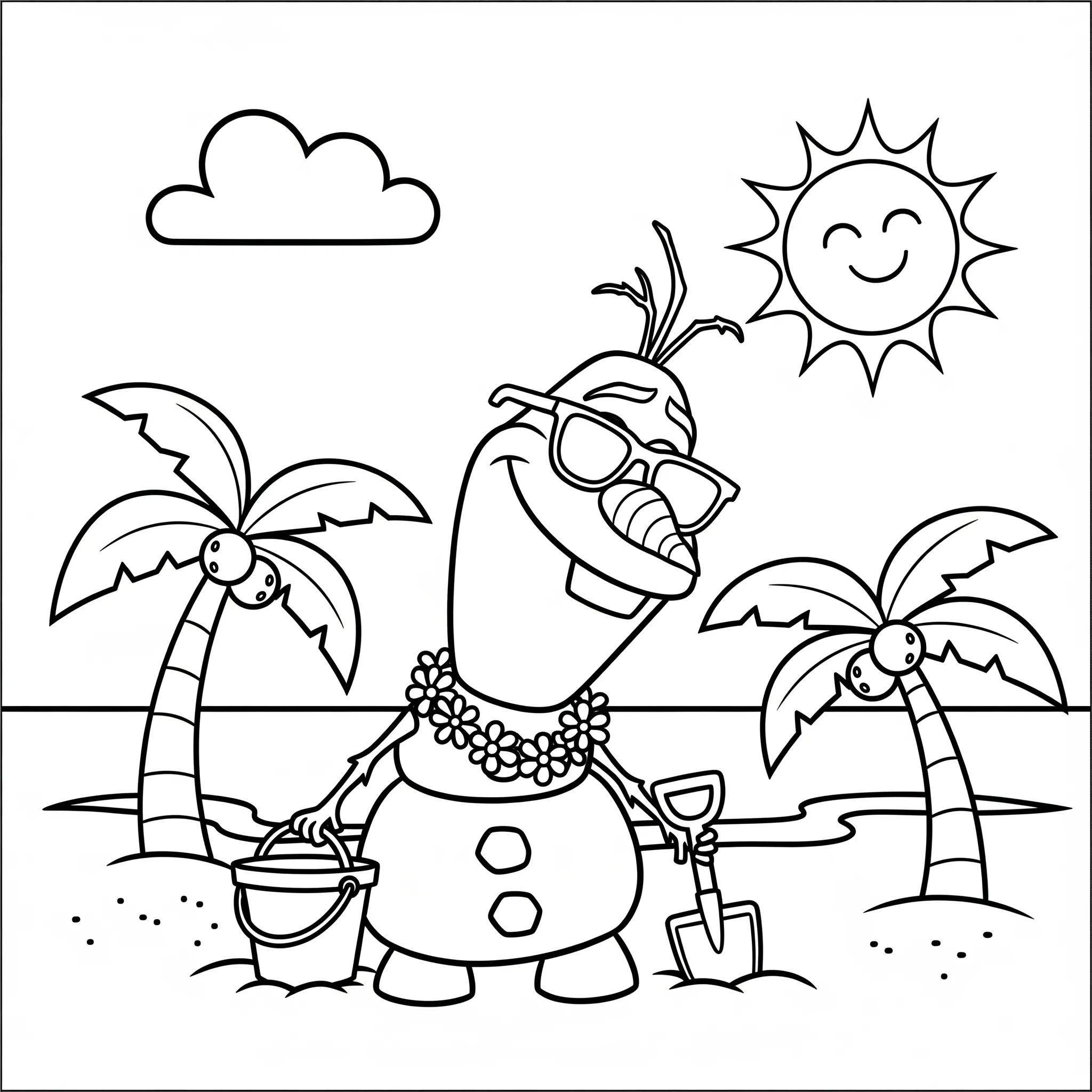 coloriage Olaf en été et apprentissage