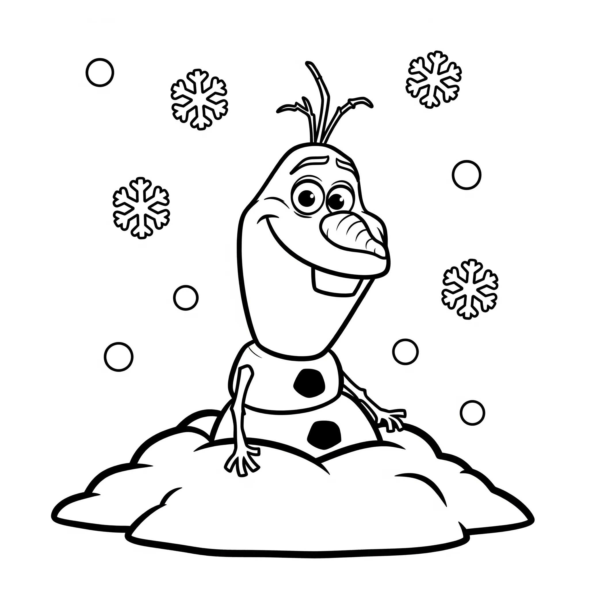 coloriage Olaf et la neige en ligne pour enfant