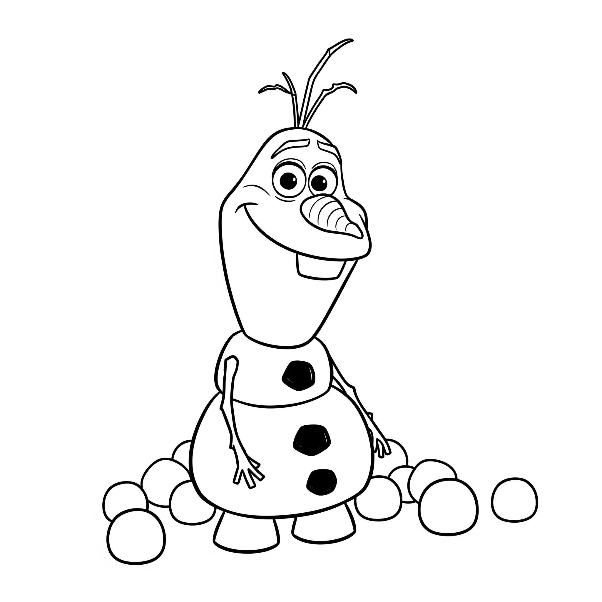 coloriage Olaf et quelques boules de neige et apprentissage