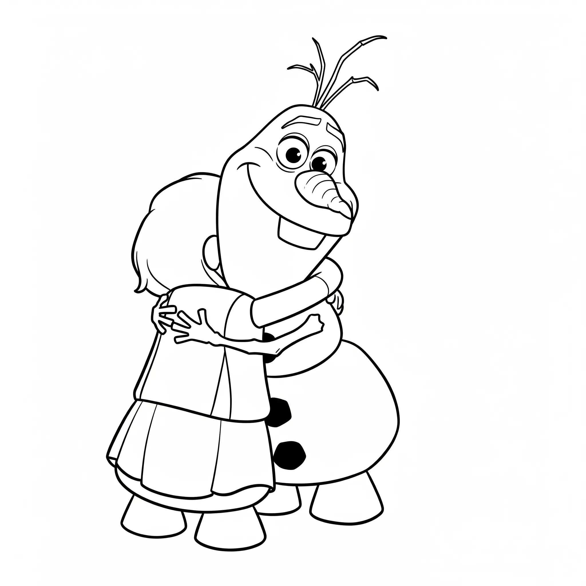 coloriage Olaf faisant un câlin chaud en ligne