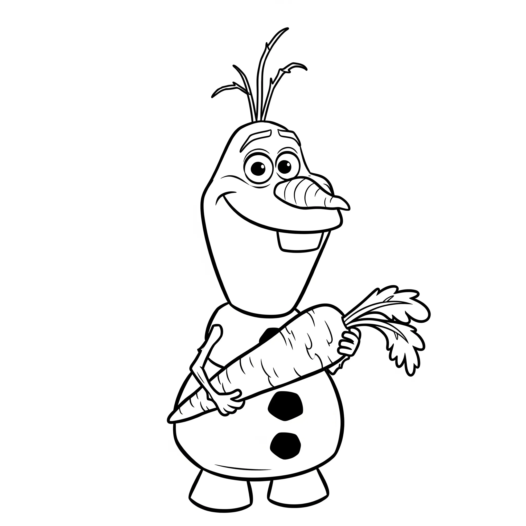 coloriage Olaf tenant une carotte et dessin a imprimer