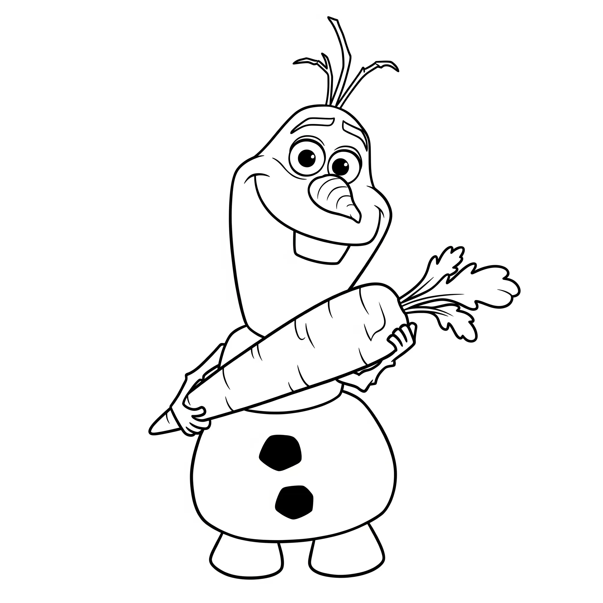 coloriage Olaf tenant une carotte à imprimer kawaii