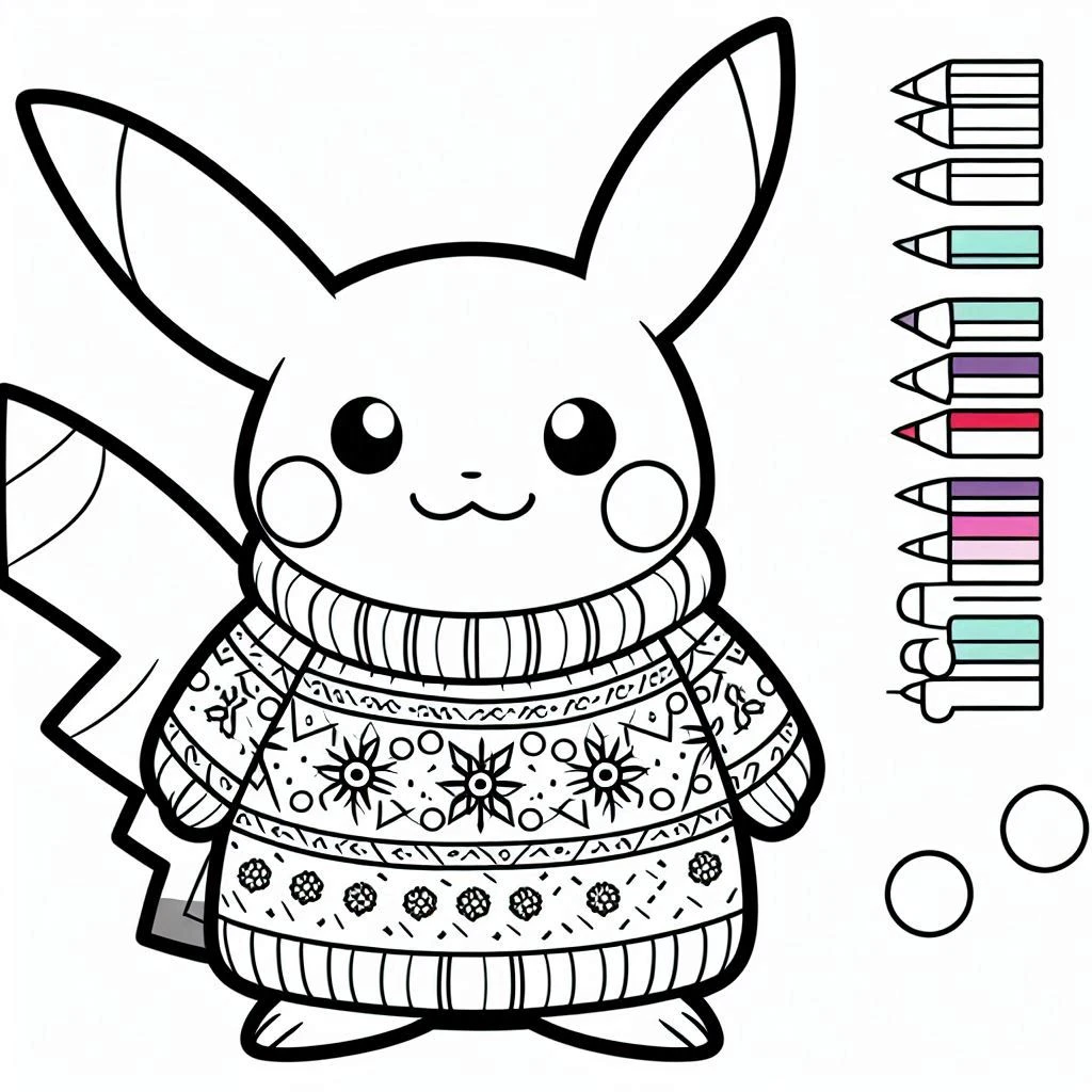 coloriage Pikachu Noel pour enfant a imprimer gratuit