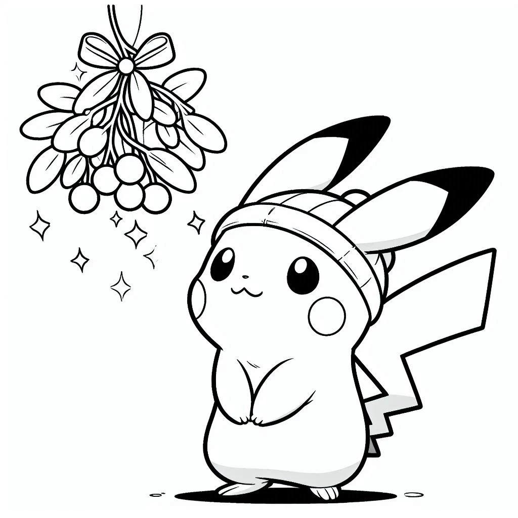 coloriage Pikachu Noel à imprimer pour enfants