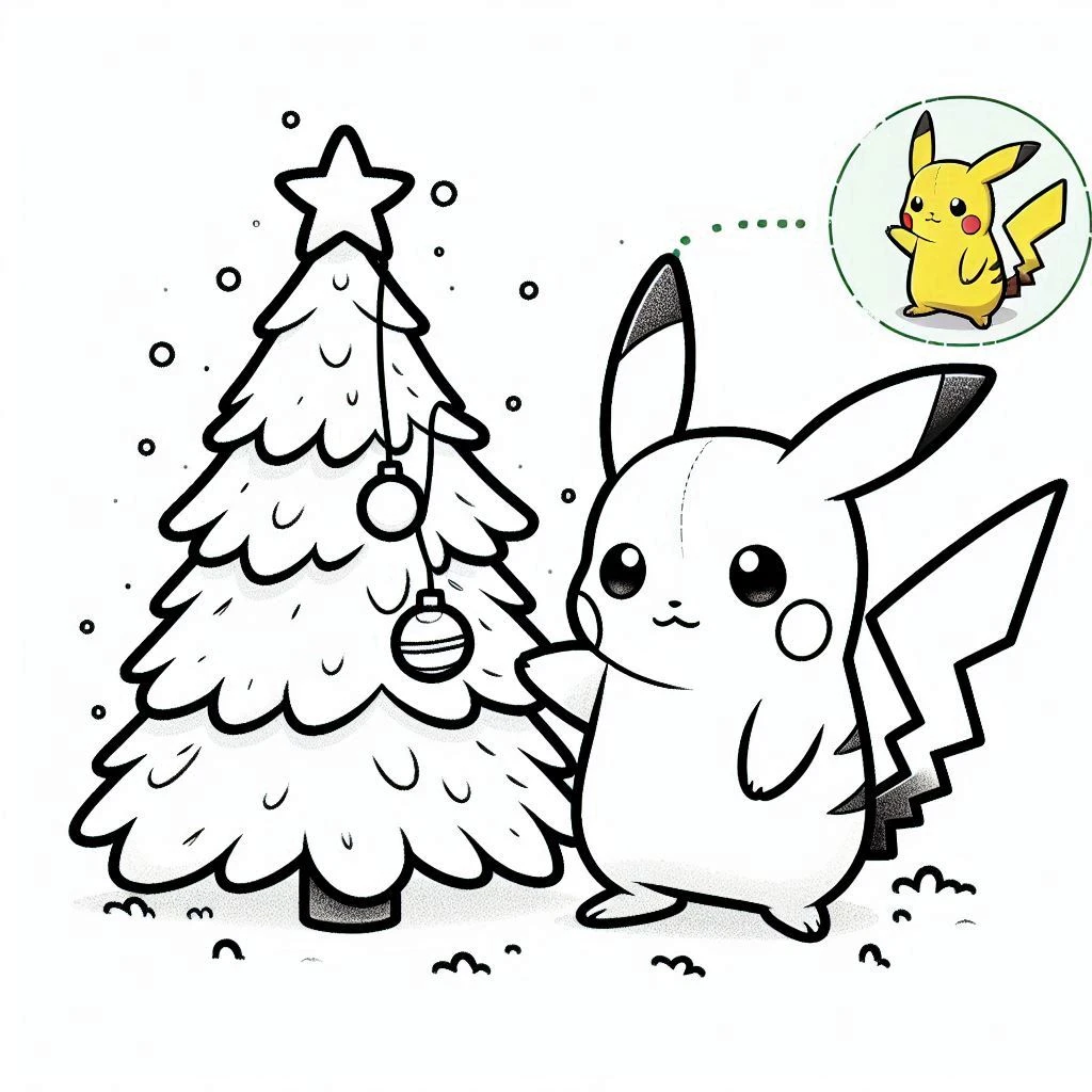 coloriage Pikachu Noel gratuit en ligne