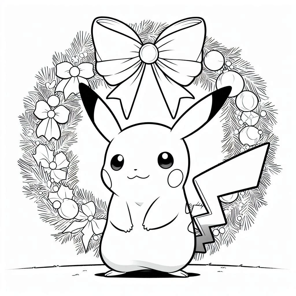 coloriage Pikachu Noel à imprimer gratuit