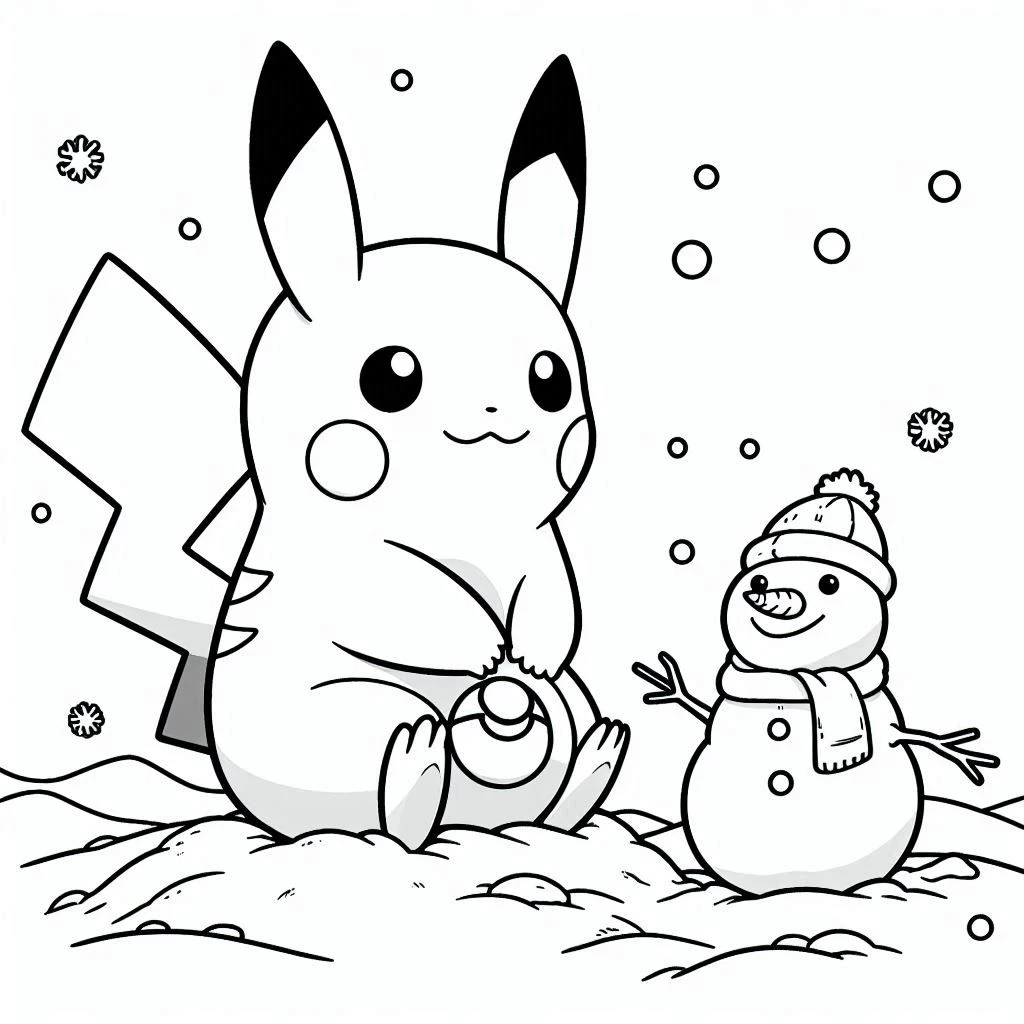 coloriage Pikachu Noel à imprimer pdf gratuit 1