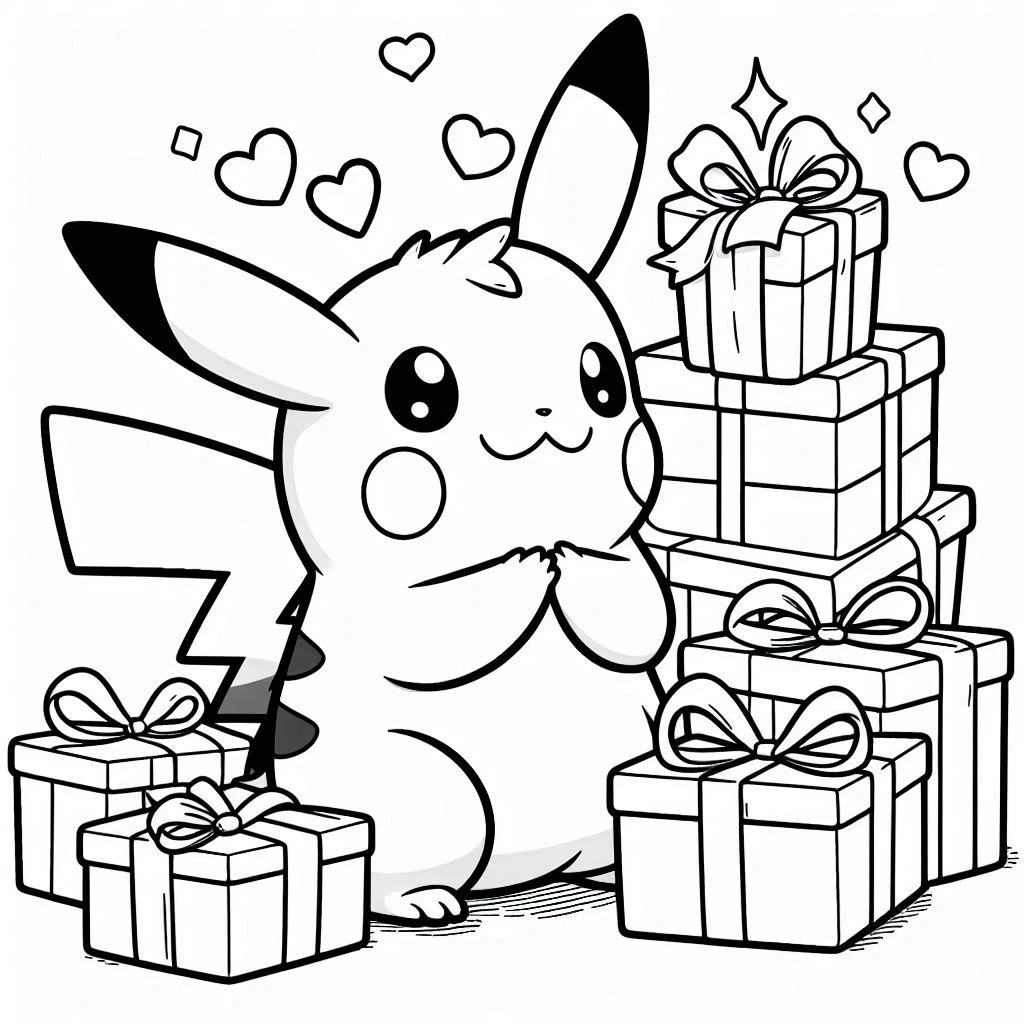 coloriage Pikachu Noel pour enfant