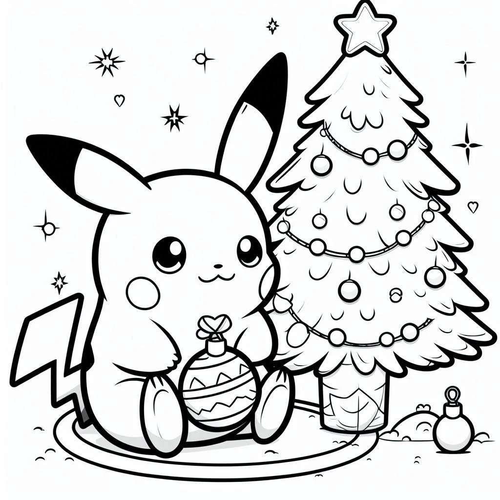 coloriage Pikachu Noel en ligne 1