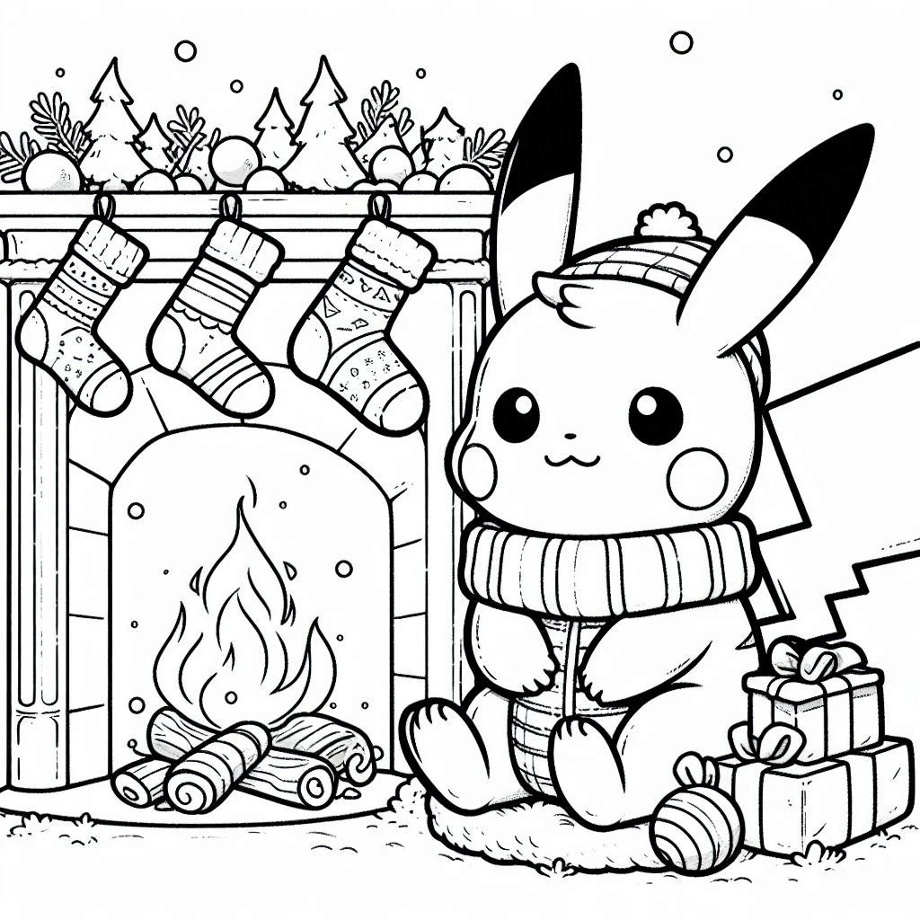 coloriage Pikachu Noel en ligne 2