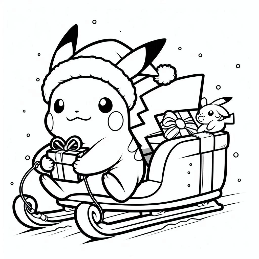 coloriage Pikachu Noel pour enfant de à imprimer