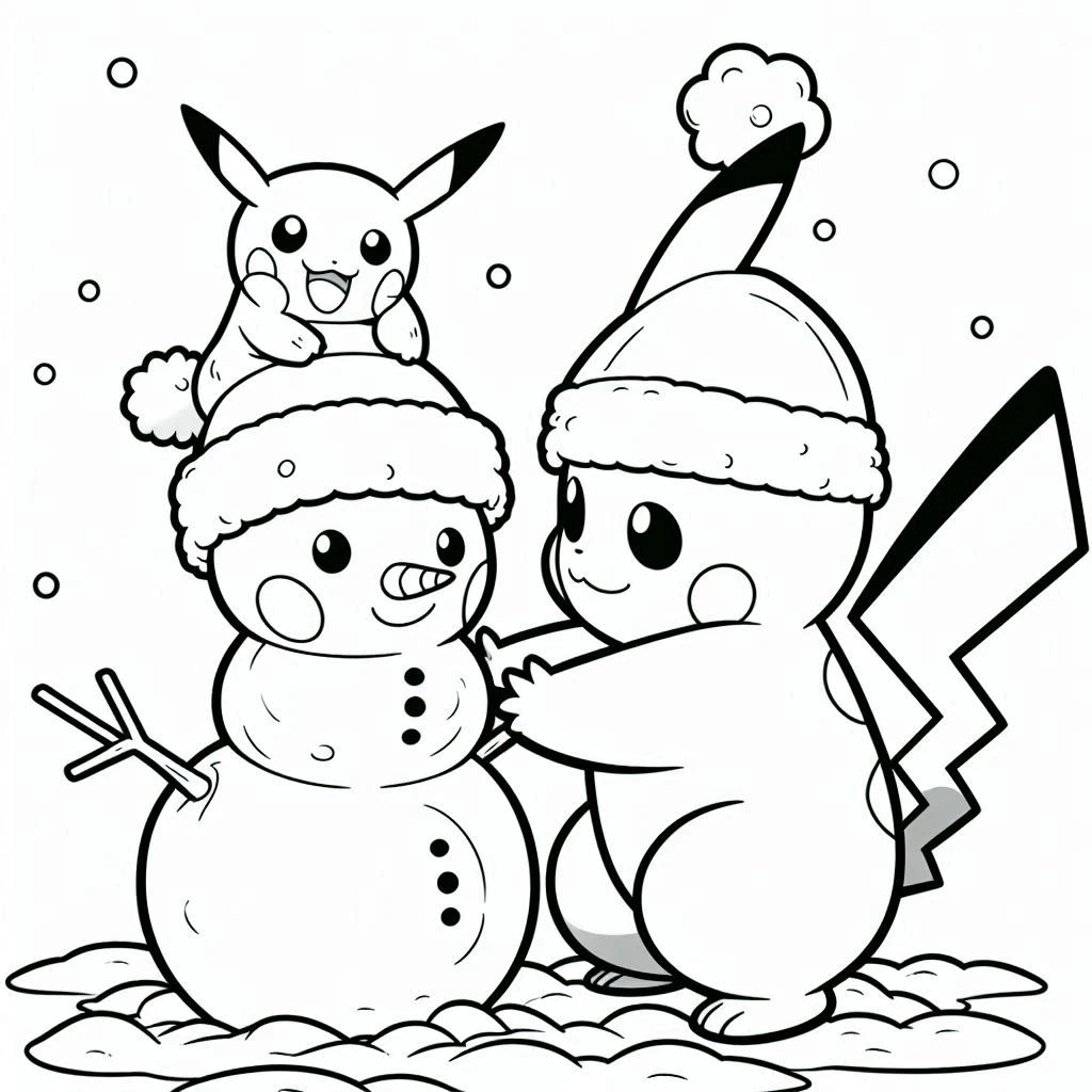 coloriage Pikachu Noel à imprimer pdf gratuit