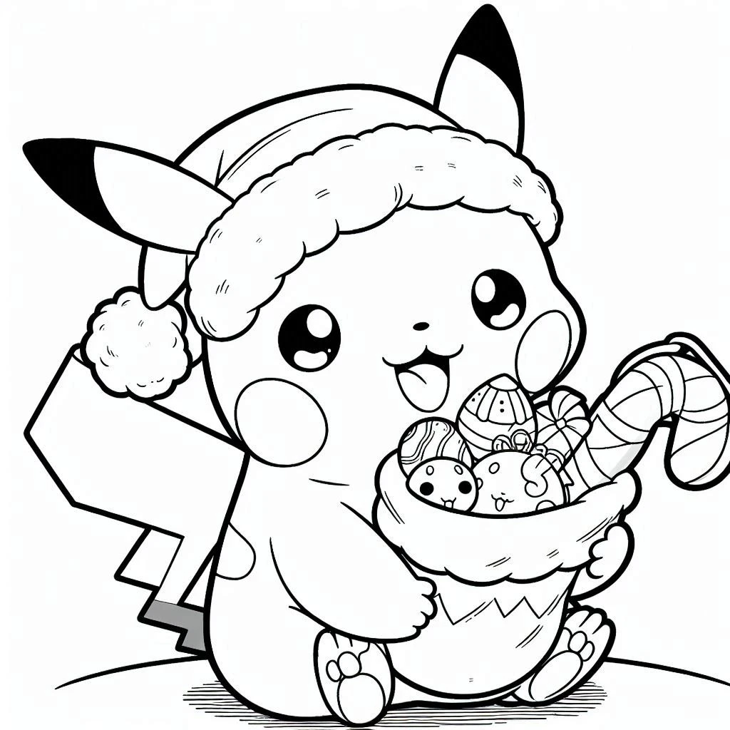 coloriage Pikachu Noel a imprimer