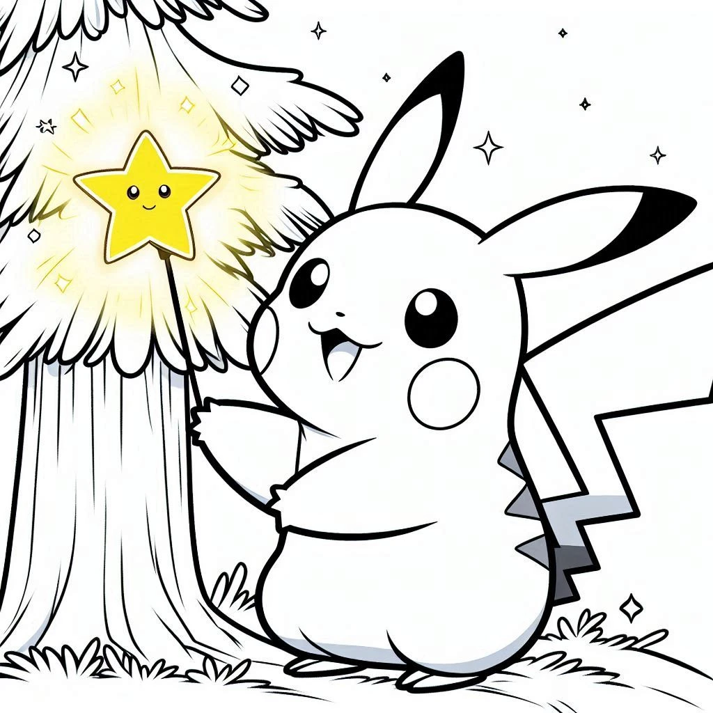 coloriage Pikachu Noel pour enfant a imprimer gratuit 1