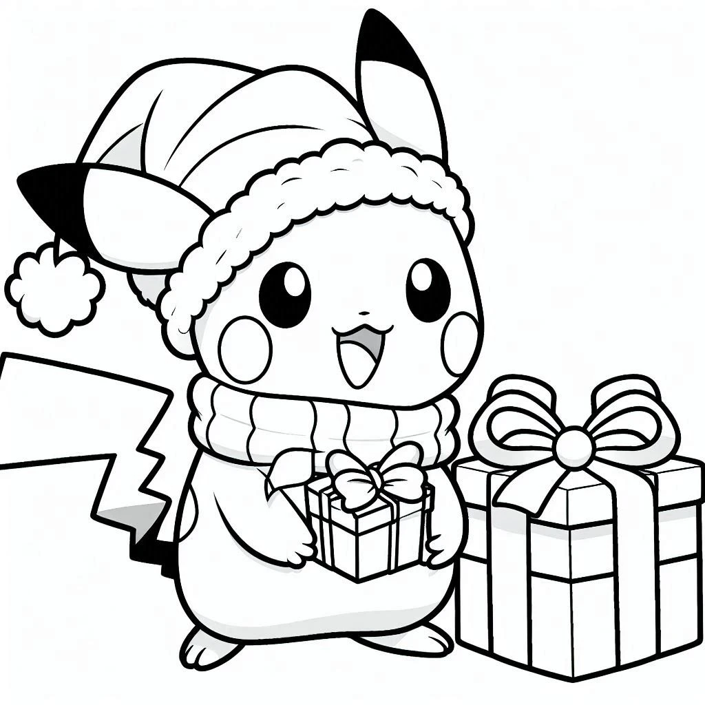 coloriage Pikachu Noel et dessins