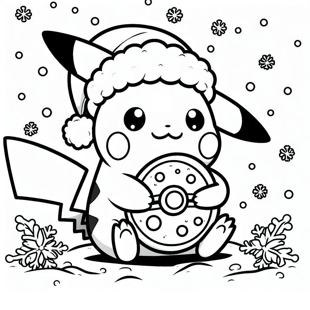 coloriage Pikachu Noel à imprimer gratuitement pdf