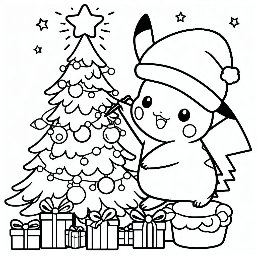 imprimer coloriage Pikachu Noel