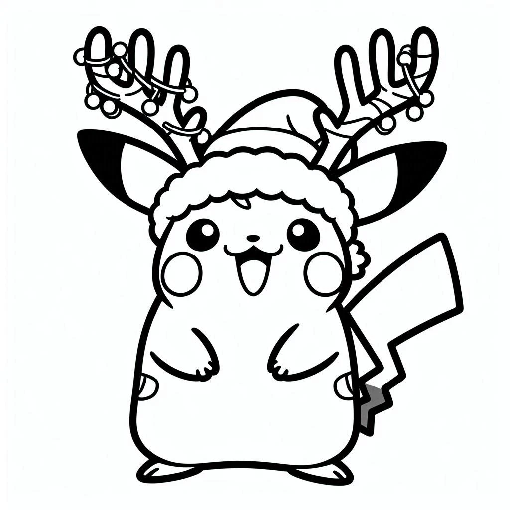 coloriage Pikachu Noel gratuit pour enfants